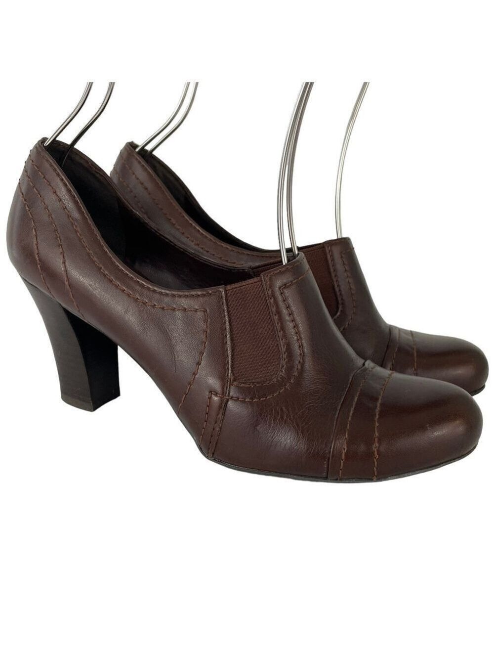Franco Sarto Faux Leather Heels Women’s 7 Brown Vegan Pumps Shoes Office VGUC